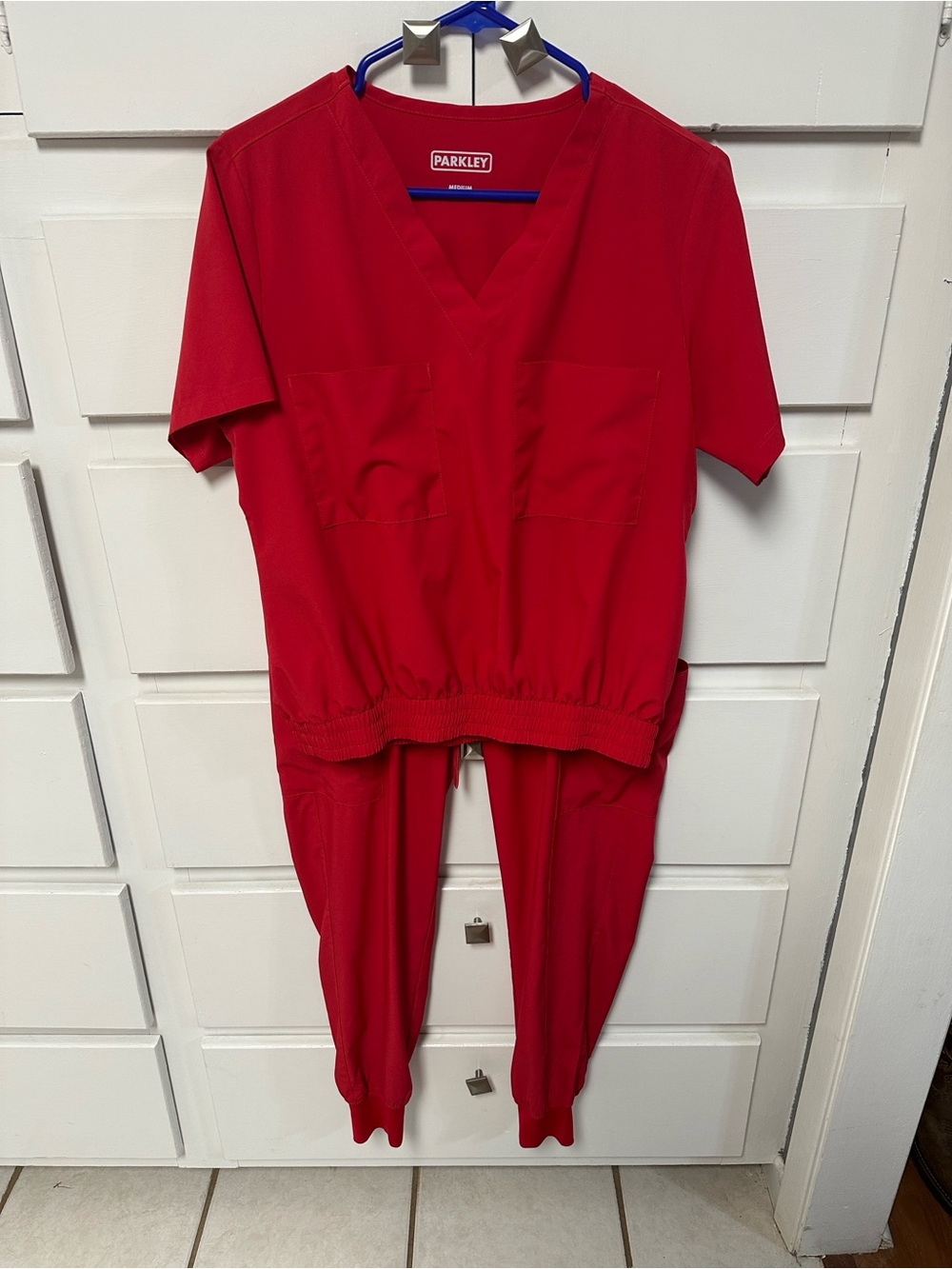 Parker Red Women's Scrub Set with Utility Pockets